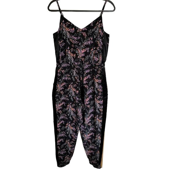 Cinq A Sept Amia Silk Jumpsuit Floral Print Elastic Waist Black Size Medium - Picture 3 of 8